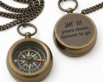 Personalized Brass Working Compass Necklace, Engraved Compass Gift for Boyfriend
