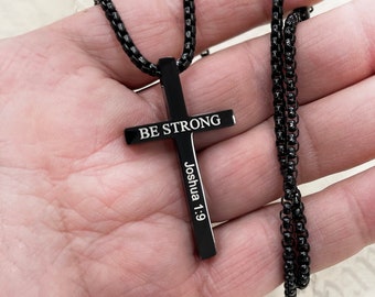 Cross Necklace • Stainless Steel Black Cross Pendant • Cross Necklace for Men • Mens Cross Necklace • Christian Gifts • Unisex Necklace