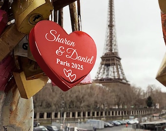 Personalized Love Lock with Key | Custom Engraved Padlock | Wedding or Anniversary Gift for Couples