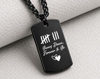 Personalized Dog Tag Necklace Tally Marks Anniversary Gift for Husband