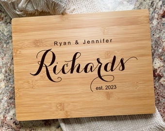 Cutting Board Custom Engraved Wedding Gifts - Engagement Gift & Anniversary Presents, Personalized Charcuterie Board for Couples