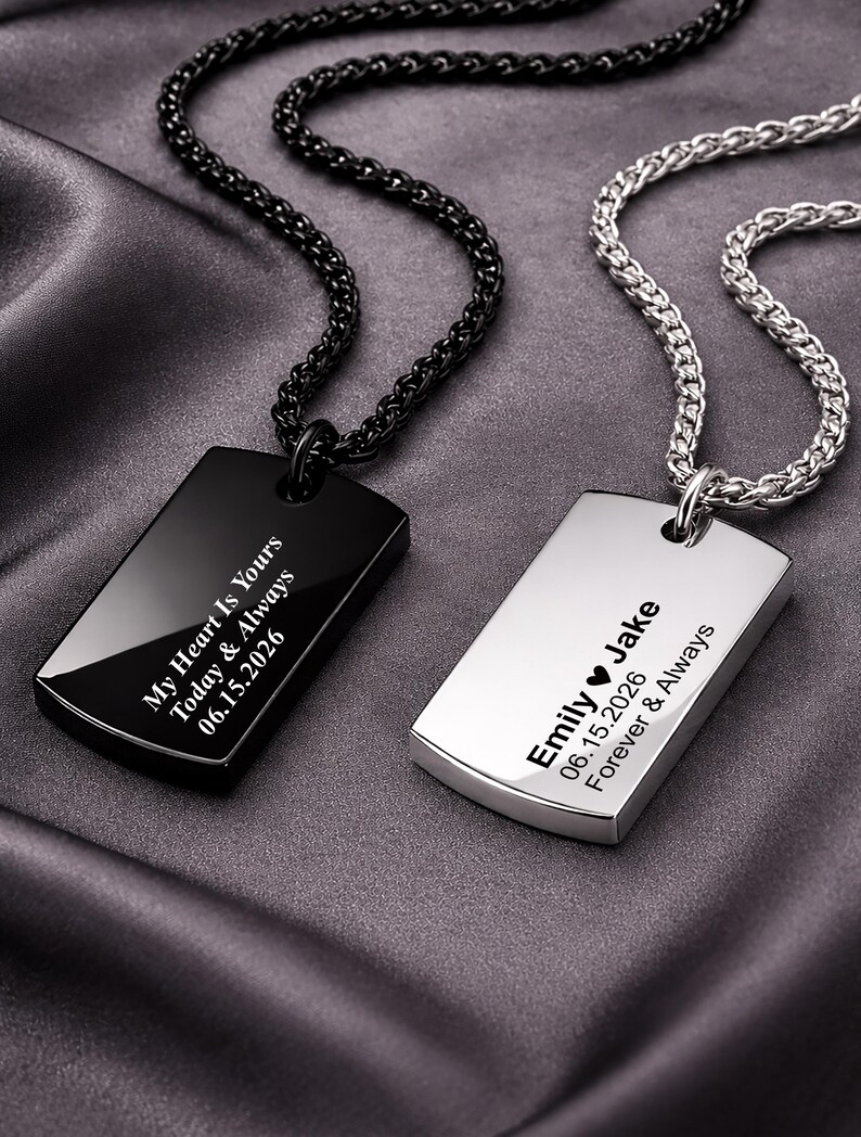 Shik Tag Personalized Necklace for Men, Custom Necklace With Dog Tag Pendant ...