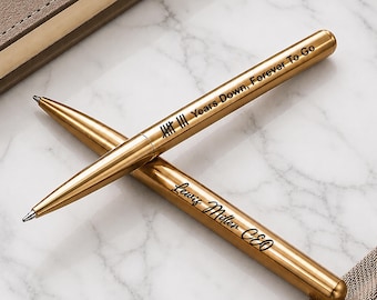 Custom Engraved Executive Gold Brass Pen, Personalized Gift for Husband
