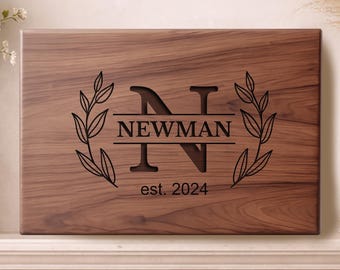 Personalized Walnut Cutting Board Wedding Gift | Custom Charcuterie Board Anniversary Present for Couples