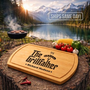 Personalized Grill Master Cutting Board BBQ Gift for Him Engraved Walnut Steak Board image 14