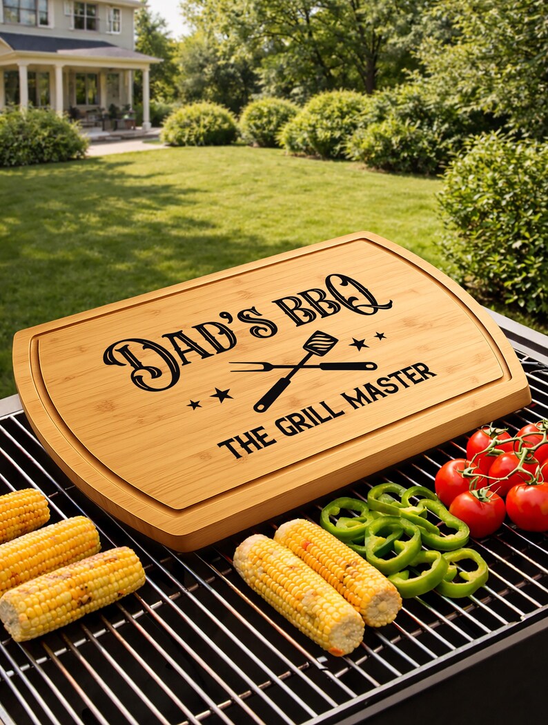Personalized Grill Master Cutting Board BBQ Gift for Him Engraved Walnut Steak Board image 15