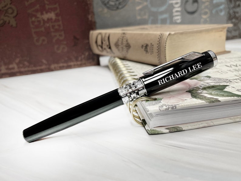 Black Lacquer Personalized Ballpoint Pen Stunning Luxury Pen, Best Ball Pen Gifts for Men & Women, Professional Corporate Gifts Boss Teacher image 9