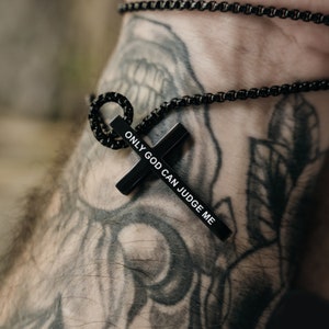 Cross Necklace for Men Personalized Gift for Him, Custom Black Cross Pendant, Gift for Boyfriend, Dad, Husband Birthday or Father’s Day Gift