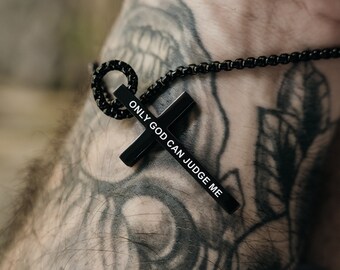 Cross Necklace for Men Personalized Gift for Him, Custom Black Cross Pendant, Gift for Boyfriend, Dad, Husband Birthday or Father’s Day Gift