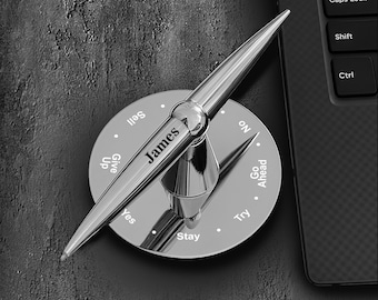 Personalized Spinner Pen Engraved Decision Maker, Office Desk Toy, Funny Gift