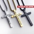 Personalized Cross Necklace Engraved Name Pendant, Stainless Steel Necklace Gift for Boys