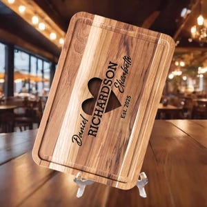 Personalized Cutting Board Wedding Gift, Custom Charcuterie Board, Unique Bridal Shower Gift, Housewarming Gift, 5th Anniversary Wooden Gift