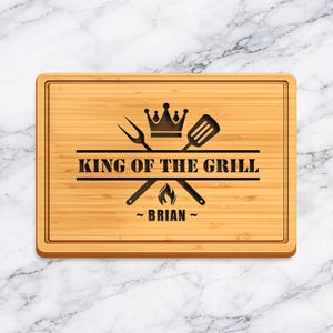Personalized Grill Master Cutting Board BBQ Gift for Him Engraved Walnut Steak Board image 13