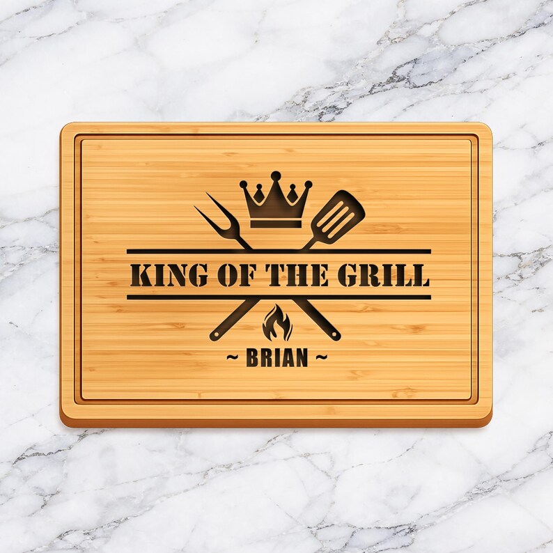 Personalized Grill Master Cutting Board BBQ Gift for Him Engraved Walnut Steak Board image 13