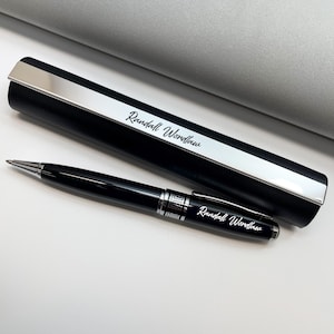 Personalized Metal Rollerball Pen with Gift Box: Custom Engraved Black Ink