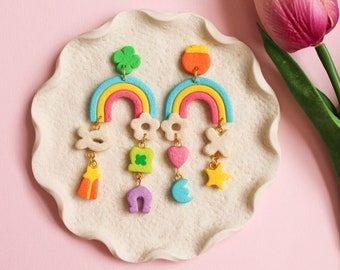Rainbow Cereal Polymer Clay Earrings