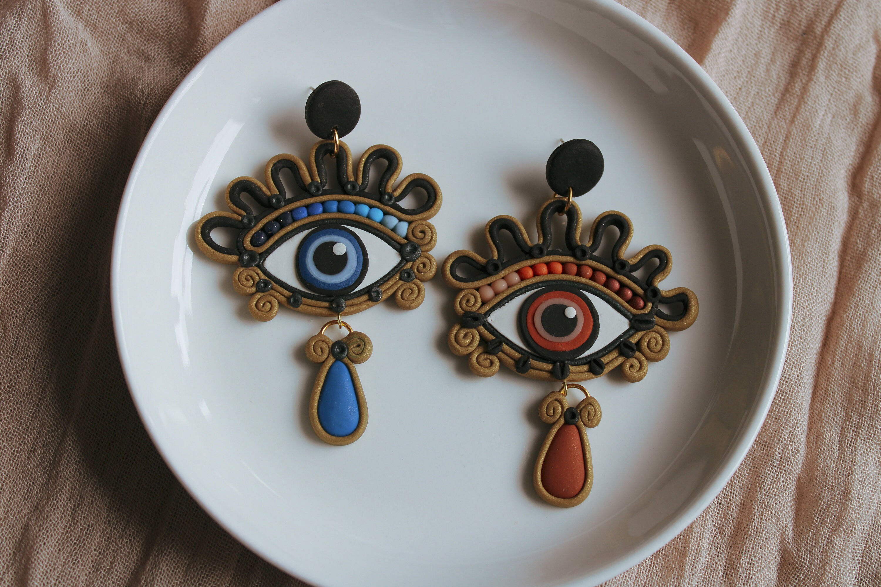 The Eyes Clay Earrings Evil Eye Statement Earring Handmade Unique