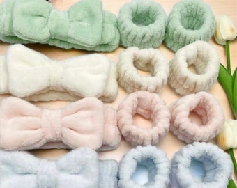 Bath headband wristband3pcset Makeup headband fluffy headband fur headband perfect for makeup time.