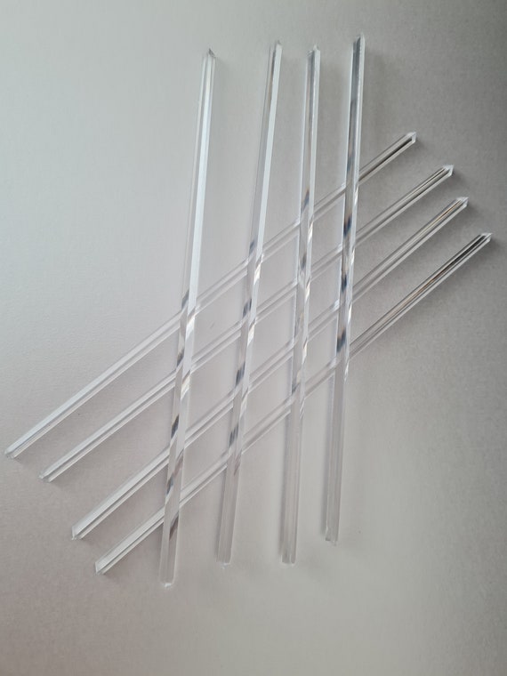 35 7 Clear New Acrylic reusable Cake Topper Sticks Picks Rods Triangular  4mmx4mmx4mm