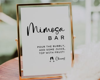 Enseigne pour bar à mimosa | Enseigne de bar en mimosa pour Shower nuptiale, brunch nuptiale | Téléchargement numérique instantané