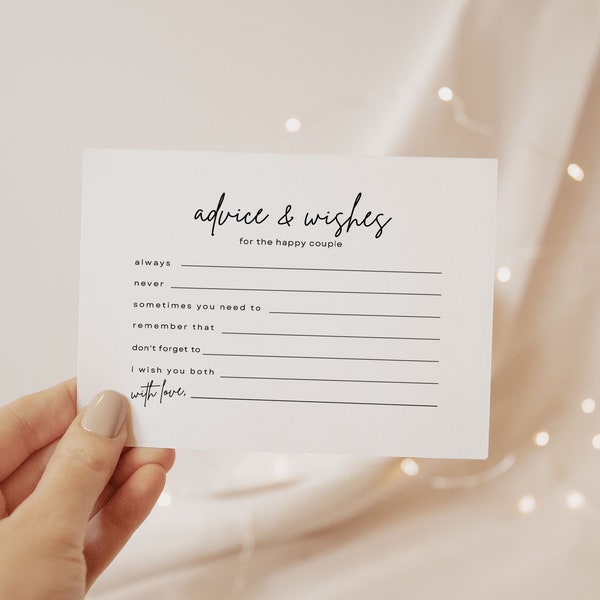 Wedding Advice and Wishes Card | Bridal Shower | Digital Print