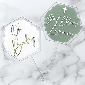 Acrylic Cake Topper, Customizable Cake Topper, Cake Topper for Birthday Party, Baptisms, Baby Shower, Bridal Shower, Bachelorette Party