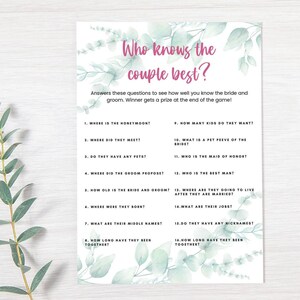 Who knows the couple best? | Bridal Shower Game | Instant Download