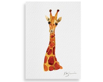 Framable Giraffe Watercolor Art Print | Safari Nursery Art | Safari Wildlife Painting | Giraffe Art | Giraffe Wall Decor | African Animals