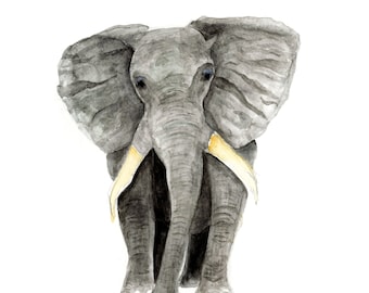 Framable Elephant Watercolor Art Print Elephant Illustration Wall Art Elephant Painting Wildlife Art Safari Nursery Decor
