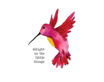 Hummingbird Art Watercolor Bird Painting Hummingbird Wall Decor Tiny Bird Wall Art Little Bird Painting