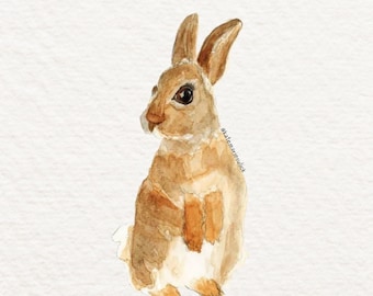 Rabbit Watercolor Bunny Print Easter Art Rabbit Wall Decor Bunny Rabbit Illustration Bunny Rabbit Painting Spring Art