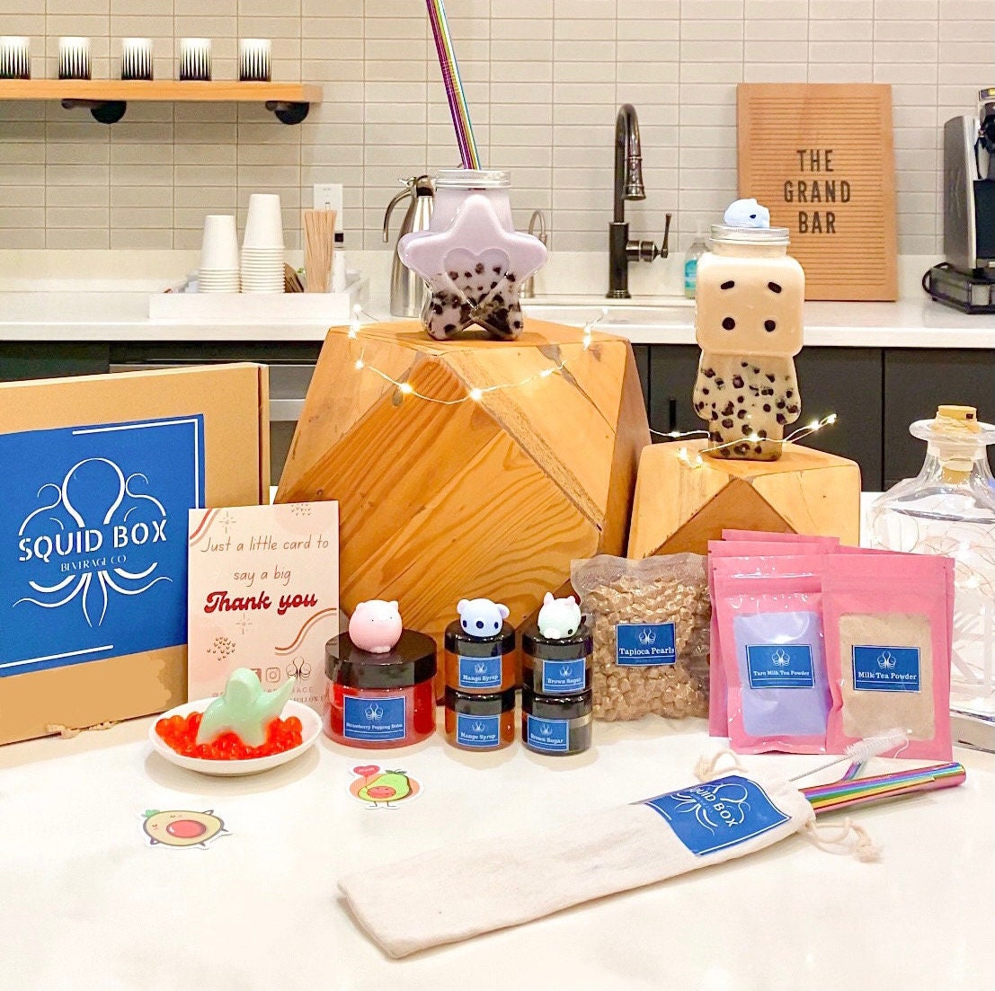 Premium Bubble Tea Kit, Black Tea & Roasted Oolong Tea Gift Set (adeline Kit) Bo