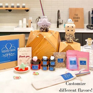 Create your own ultimate Bubble Tea Kit| Assorted Boba Tea Kit| DIY Boba tea set| Mixed Flavors| Big bubble tea gift set| Cute Bottle|