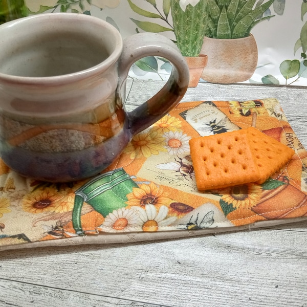 Mug Rug - Honey/Bumblebee, Coffee Mat, Tea Mat; FREE Shipping