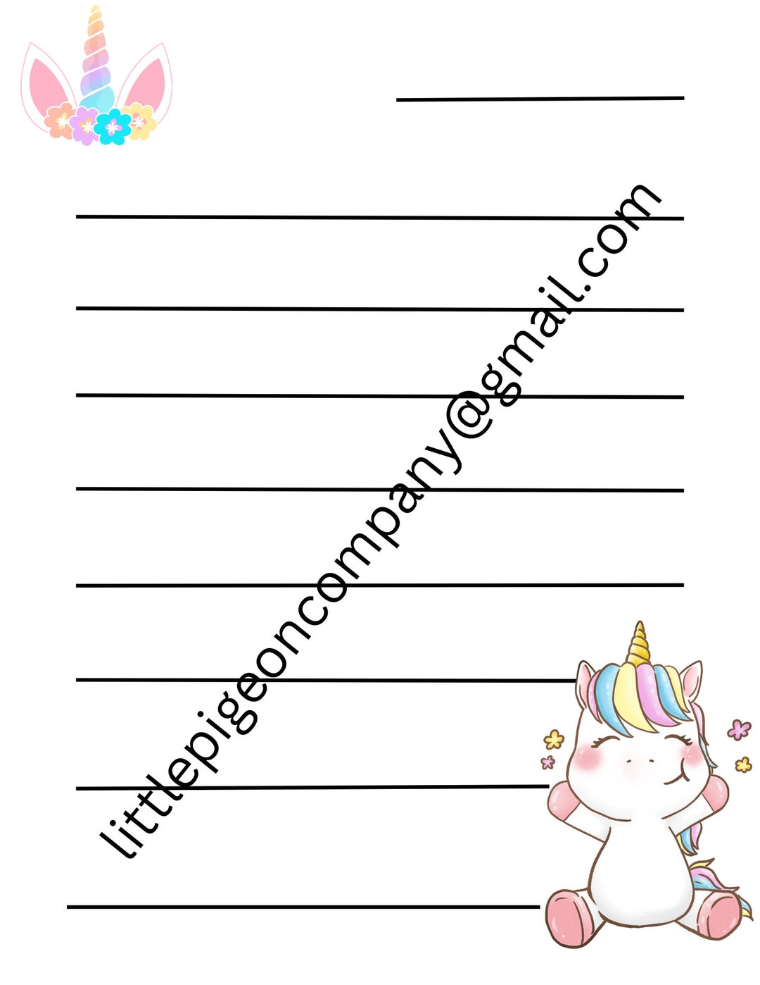 Cute Kids Printable Stationery - Unicorns, Butterflies, and Bugs, Set ...
