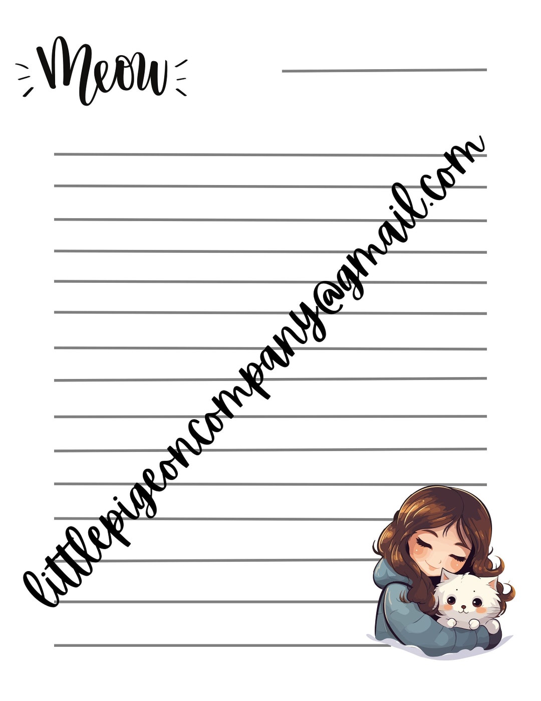 PRINTABLE, Cat Themed Stationery Paper, Set of 4, Digital Download - Etsy