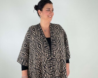 100% Natural, Open Poncho, Plus size Poncho, Cape, Merino Lambswool / Angora blend , Woman's Poncho, Woman's Cape, Knitted poncho.XXL, 3XL
