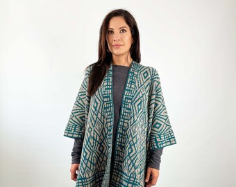 Open Poncho / Cape /Super Geelong (Merino wool) and Angora blend