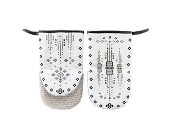 COTTON OVEN MITTS set, Floral Oven Gloves, Modern Retro Kitchen Gloves, Pot Holders, Kitchen Gift set, House gift, Heat Resistant Gloves