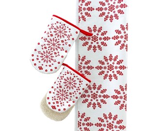 OVEN MITTS SET, Floral Oven Gloves, Kitchen Gloves, Pot Holders Pattern, Printed Tea Towel, Kitchen Gifts, Mini Oven Mitts, Oven Mitts Gift
