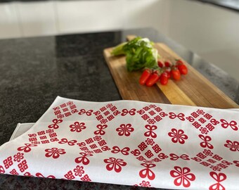 100% COTTON Printed TEA TOWELS Set, Printed Cotton tea towels, Floral tea towel, Modern retro tea towels, Kitchen gift, Kitchen dishcloth.