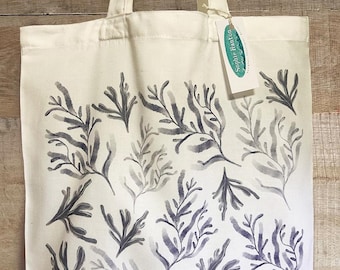 Seaweed Print Tote Bag, Beach Shopper