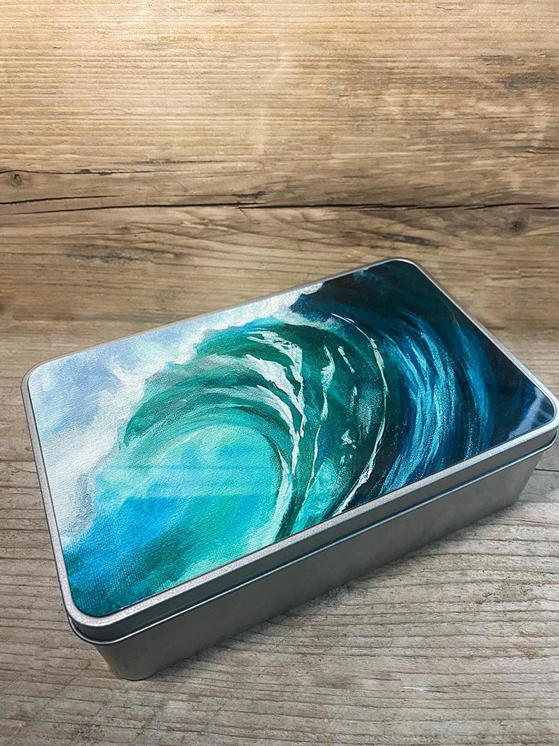 Wave tin, Surf Tin, wave, rectangle tin, surf tin, surf gift, sea swimming tin image 1