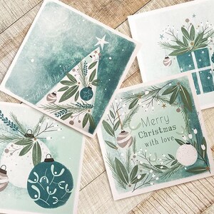 UITVERKOOP Kerstkaarten, kerstkaart (x4) multipack, kerstmis, kerstboom, kerstbal, kerstcadeau