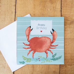 Tarjeta de cangrejo, tarjeta de cumpleaños masculina, tarjeta de cumpleaños femenina, tarjeta de felicitación, tarjeta de cumpleaños, tarjeta de feliz cumpleaños, cangrejo, 100% reciclado