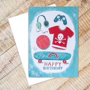 Skateur, Carte de voeux de skateboard, Carte d'anniversaire, Carte d'anniversaire pour enfant, Carte d'anniversaire homme/femme