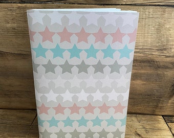 Stars Notebook, star repeat, pastel notebook, notebook, recycled notebook, A5 notebook, 100% recycled internal pages