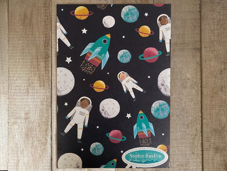 Space, Planets, Astronaut, Space rocket Gift-wrap, wrapping paper, Astronaut gift wrap 100% recycled image 3