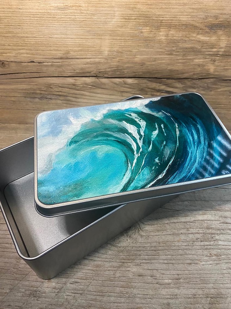 Wave tin, Surf Tin, wave, rectangle tin, surf tin, surf gift, sea swimming tin image 2
