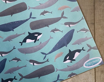 Whale Gift-wrap, Wrapping paper, whale wrapping paper, whales 100% recycled